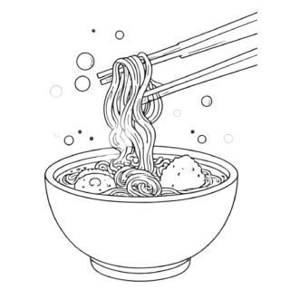 Chopsticks lifting noodles from bowl