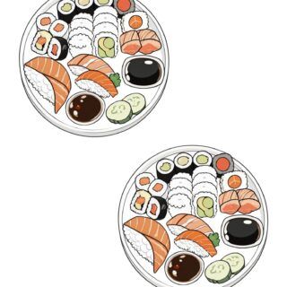 Illustration of sushi plates