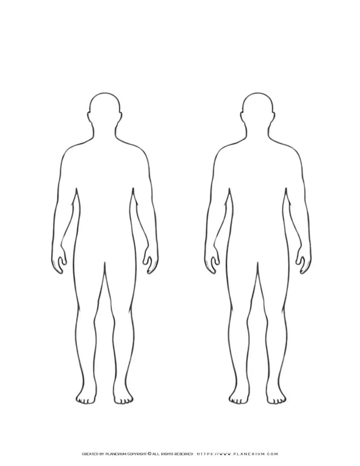 Two Man Human Body Outline Printable for Fun Learning