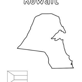 Map outline of Kuwait with flag
