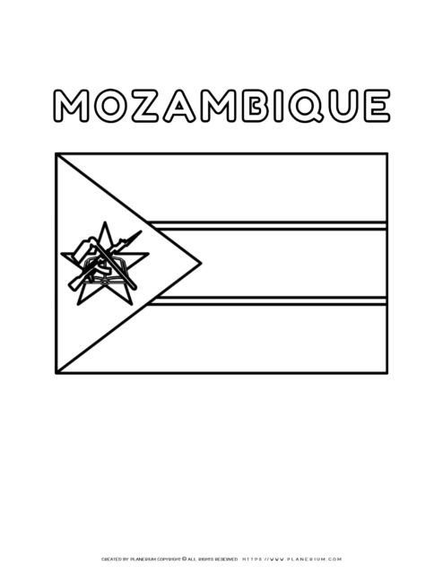 Mozambique flag coloring page outline