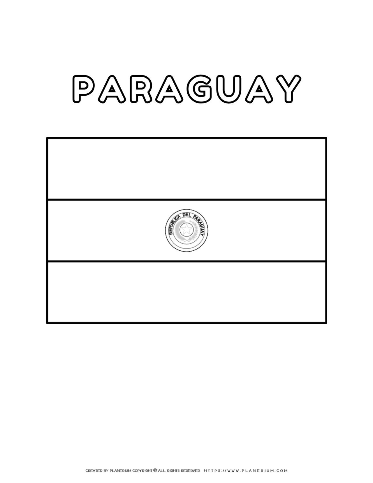 Paraguay Flag Coloring Page Printable for Kids