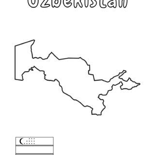 Map outline and flag of Uzbekistan