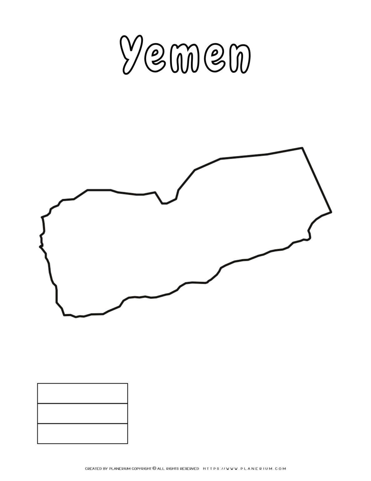 Yemen Map Coloring Page - Printable Geography Activity