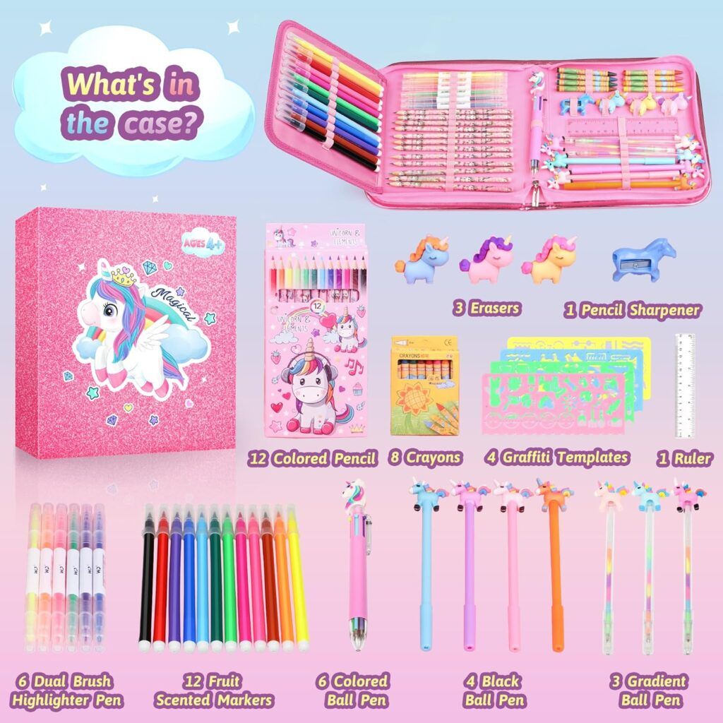Vibrant 56-piece Unicorn Fruit Scented Marker Set for Homeschool Art and Crafts Supplies, Ideal for Creative Learning with Diverse Colors