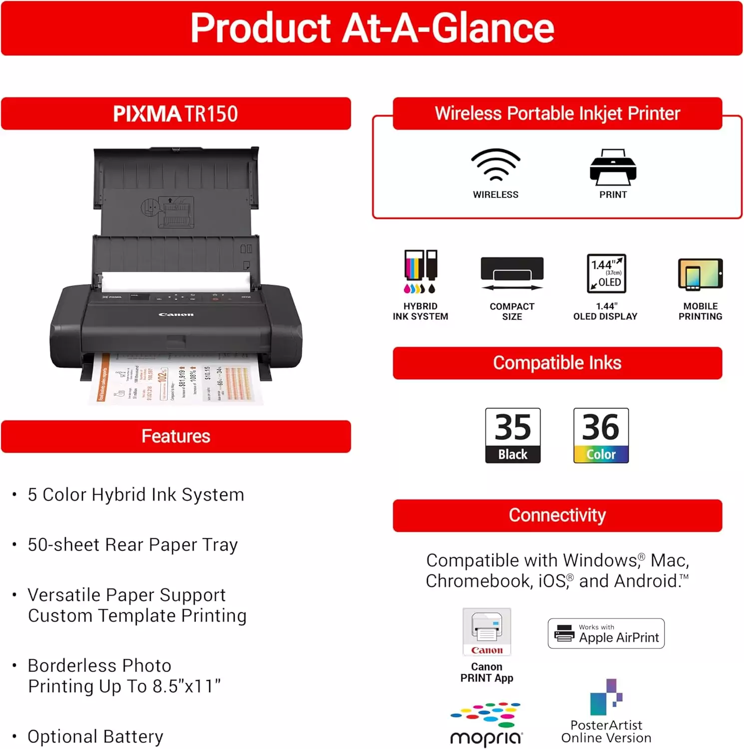Tr150 Versatile Canon PIXMA TR150: Ideal for On-the-Go Printing