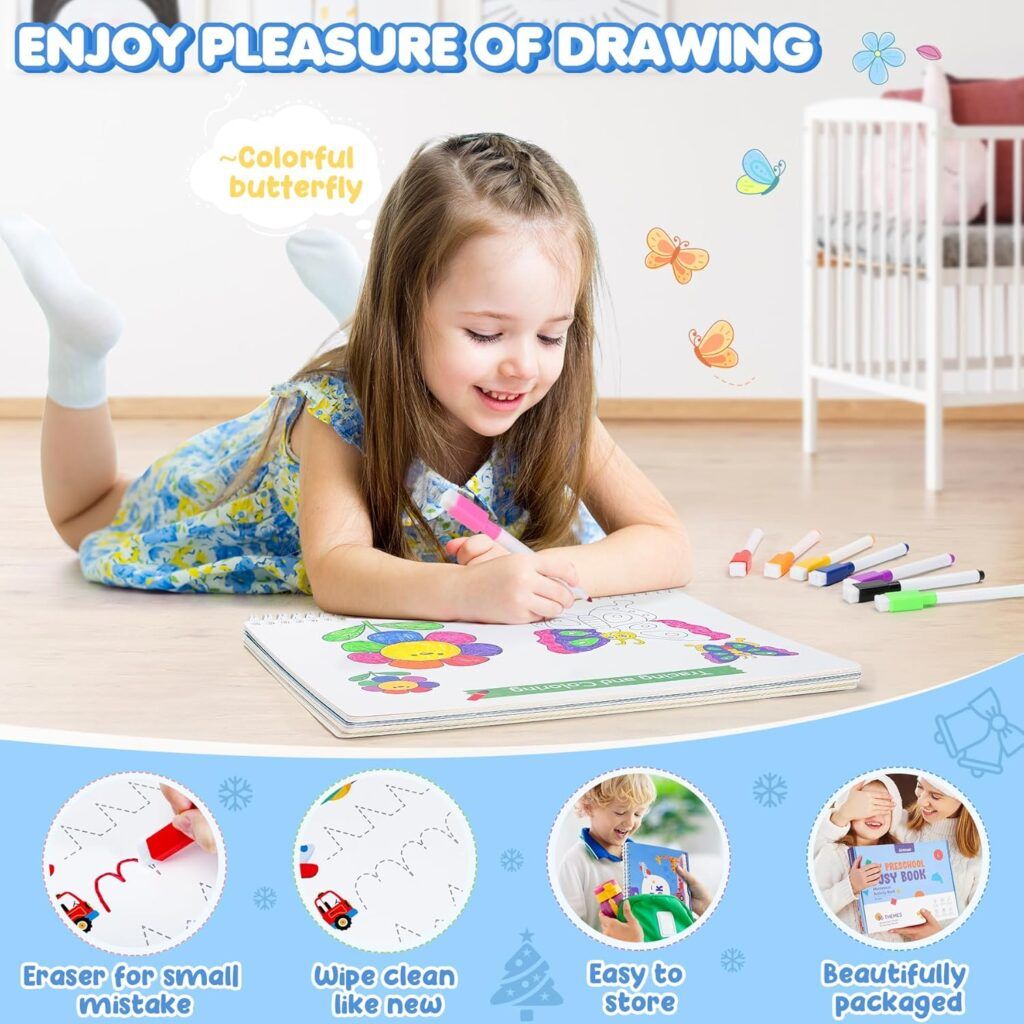 Toddler Busy Book: Enhance Fine Motor Skills with Coloring Activities and Themed Preschool Playtime for Engaging Early Learning Development
