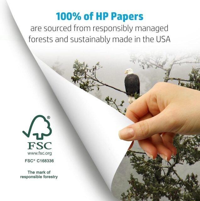 HP high-quality 20lb copy and print paper for reliable and efficient printing, ideal for everyday office use and ensuring sharp, clear text and images.