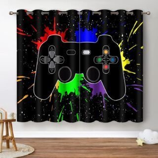 Stylish blackout curtains featuring a vibrant gamer gamepad
design, perfect for enhancing kids' and teens' rooms with a modern, playful
touch.