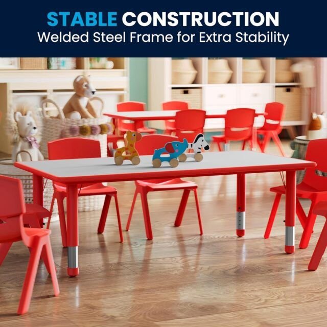 Red Adjustable Activity Table by Flash Furniture: Ideal for
Versatile Classroom Setups, Enhancing Learning Flexibility and Student
Engagement.
