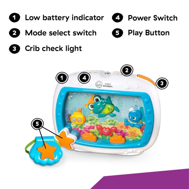 Baby Einstein Sea Dreams Soother: Newborn Musical Crib Toy with Aquatic Design and Educator Approval for Enhanced Early Childhood Development
