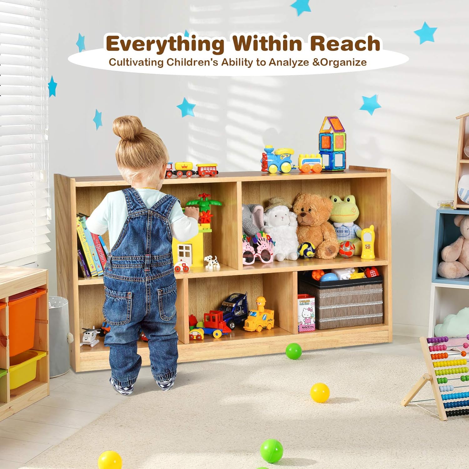thumbnail image 2 of Kids Bookcase With/Reading Nook, 4-in-1 Toy Organizer W Removable Seat Cushion 2 of 9