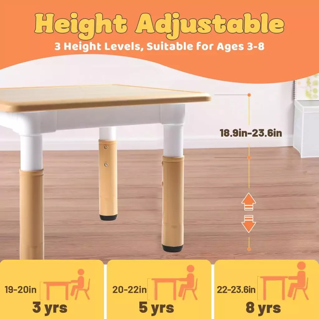 Level Fun Table FUNLIO Kids Table: Safe, Adjustable & Easy to Clean