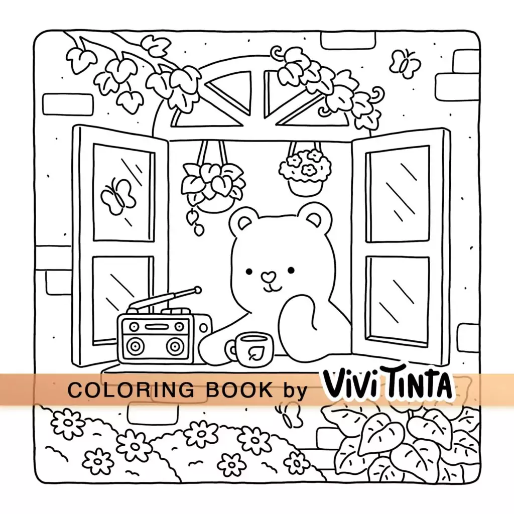 Relax With Fuzzy Hygge - Cute Coloring Book for Adults and Teens