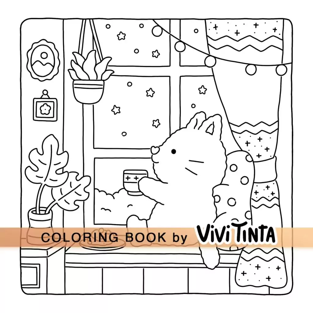 Relax With Fuzzy Hygge - Cute Coloring Book for Adults and Teens