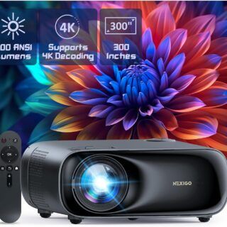 NexiGo PJ40 WiFi Bluetooth Projector features D65 calibration, native 1080p resolution, and 4K readiness, ideal for educators seeking top-quality visuals.