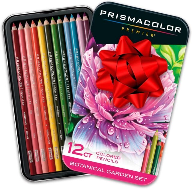 Prismacolor Premier 12 Count Soft Core Colored Pencils, favored by educators, perfect for creating detailed botanical garden art.