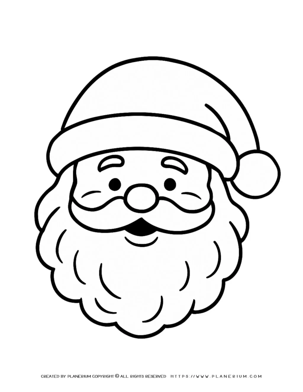 Cute Santa Face Printable Coloring Page for Kids