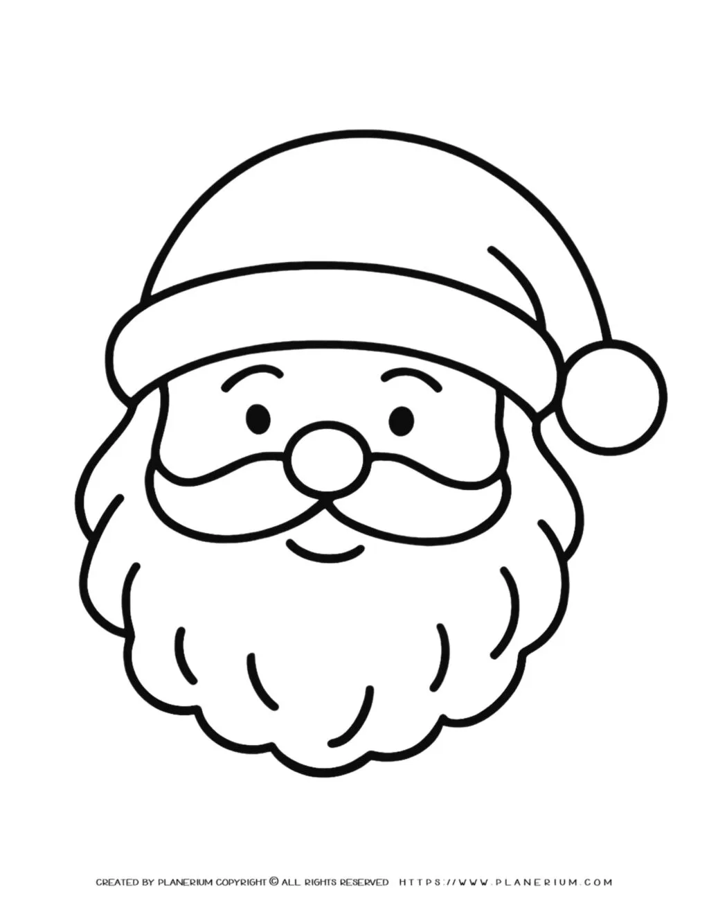 Printable Cute Santa Face Coloring Page for Kids - Christmas