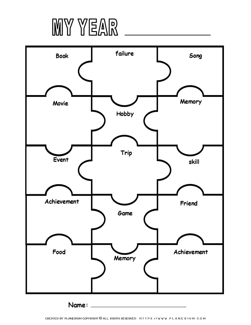 Creative Year Reflection Worksheet for Kids & Students
