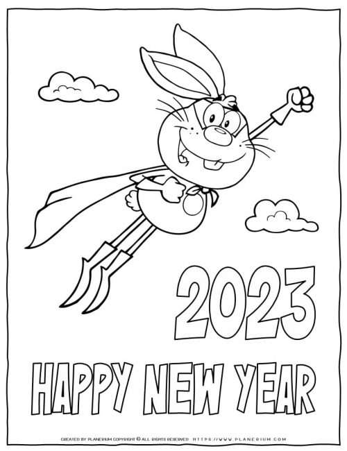 2023 Happy New Year Coloring Page | Planerium