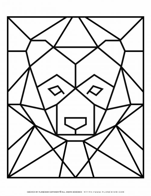 Adult Coloring Pages - Geometric Animals - Bear - Free Printable | Planerium