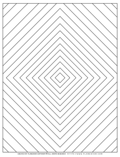Adult Coloring Pages with Geometric Nested Diamonds | Planerium