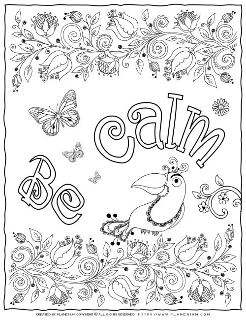 Adult Coloring Pages - Mindfulness Be Calm | Planerium