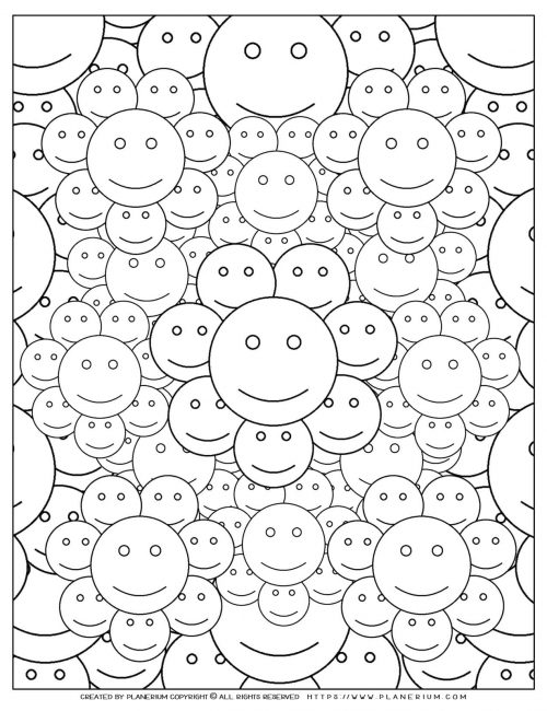 Adult Coloring Pages with Smiley Faces | Planerium