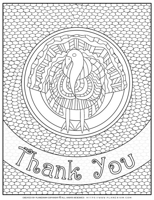Adult Coloring Pages - Thank You Turkey - Free Printable | Planerium
