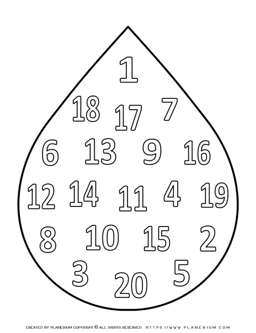 All Seasons - Coloring Page - Big Drop with Numbers