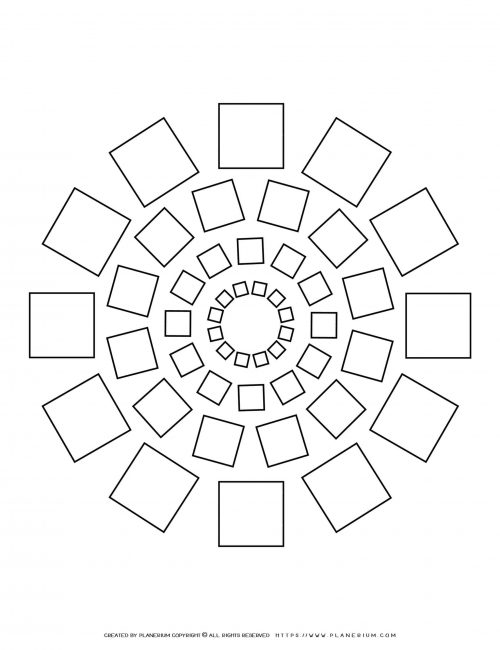 All Seasons - Coloring Page - Squares Mandala