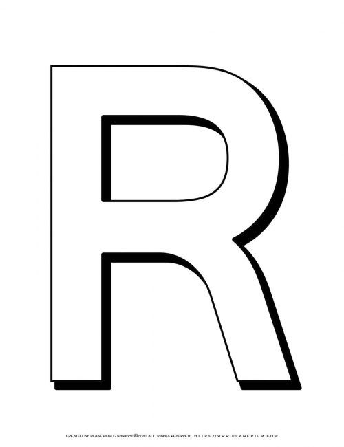 Alphabet Coloring Page - English Letter R Capital | Planerium