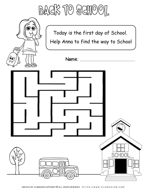 Back to School - Worksheet - Maze to School