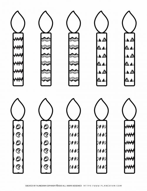 Candles Template - Ten Candles With Patterns | Planerium