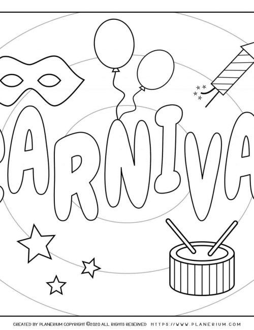 Carnival - Coloring Page Worksheet - Carnival Poster | Planerium