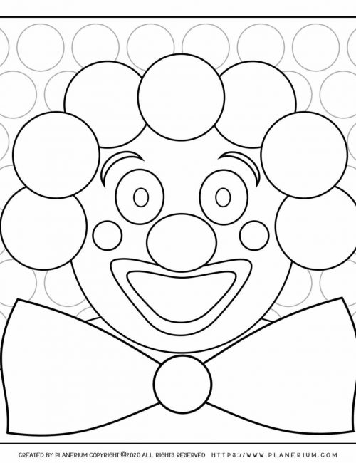 Carnival - Coloring Page Worksheet - Smiley Clown | Planerium