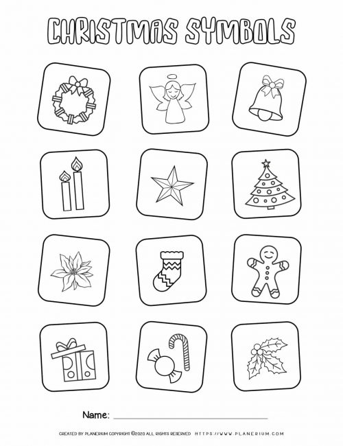 Christmas Symbols Coloring Page | Free Printables | Planerium
