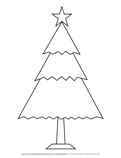 Christmas Tree with Star Coloring Page | Free Printables | Planerium