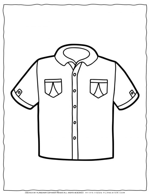 Clothes Coloring Page - A Boy Short-Sleeve Shirt | Planerium