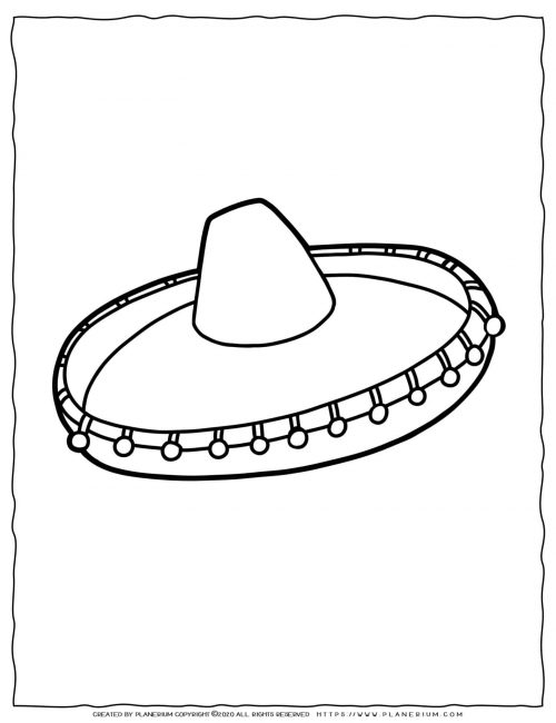 Clothes Coloring Page - Mexican Sombrero Hat | Planerium
