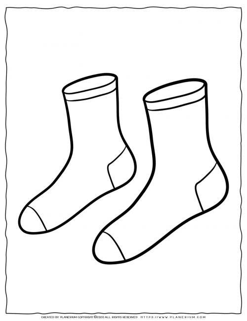 Clothes Coloring Page - Socks | Planerium