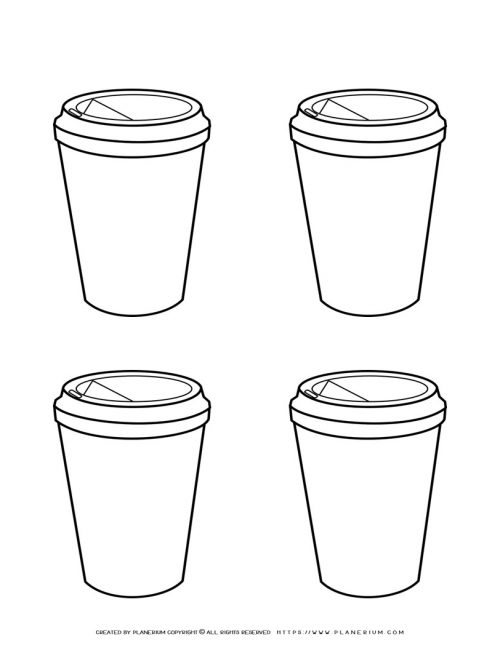 Coffee Cup Outline - Four Cups | Planerium