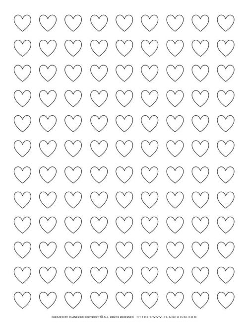 Coloring Page - Hundred and Eight Hearts Grid | Planerium