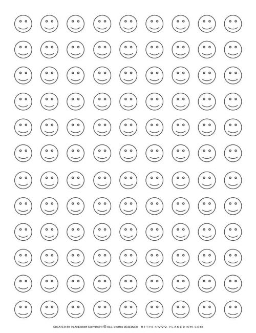 Coloring Page - Hundred and Eight Smileys Grid | Planerium