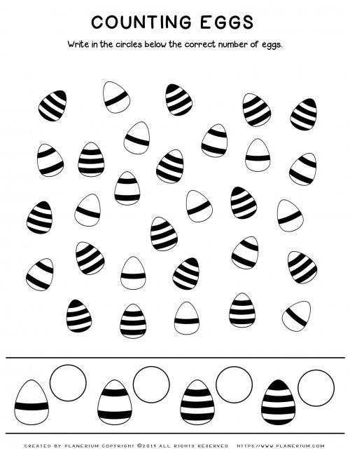 Easter eggs counting and Sorting worksheet