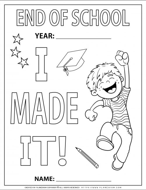 End of Year - Coloring Page - I Made It - Boy