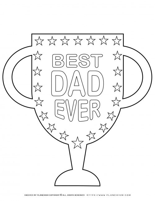 Father's Day - Coloring Page - Best Dad Ever Trophy