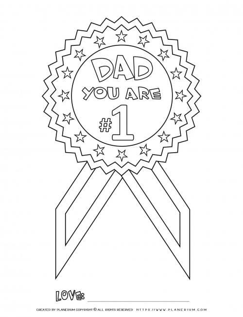 Father's Day - Coloring Page - You're No. 1 Medal