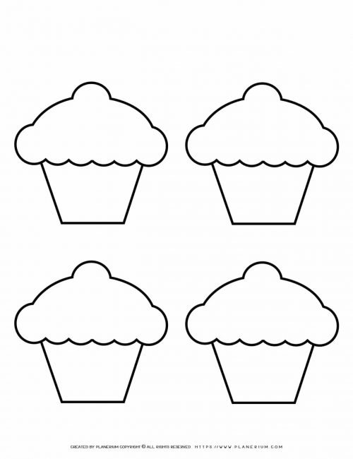Four Cupcakes Outline | Planerium